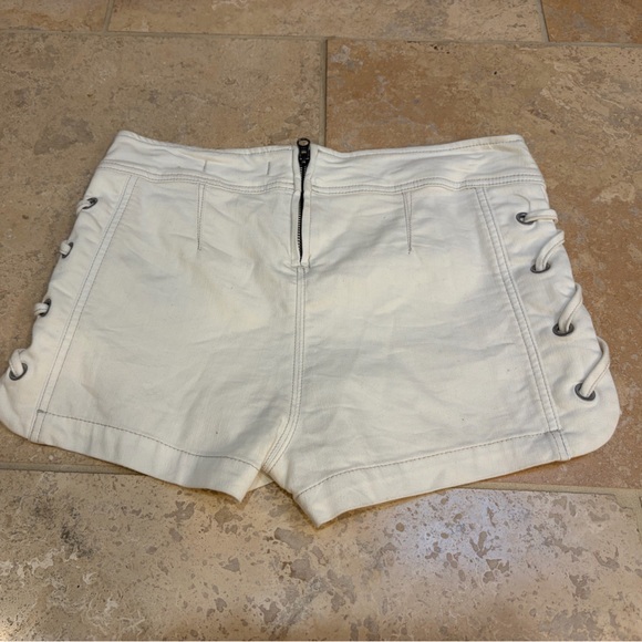 Free People Women's Lace-Up Cream Shorts - Picture 3 of 5